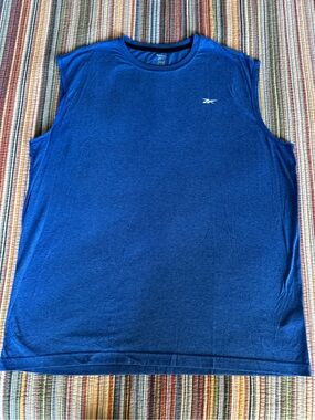 Blue Reebok Men’s 2XLT Sleeveless Performance Jersey Tech Muscle Tank workout